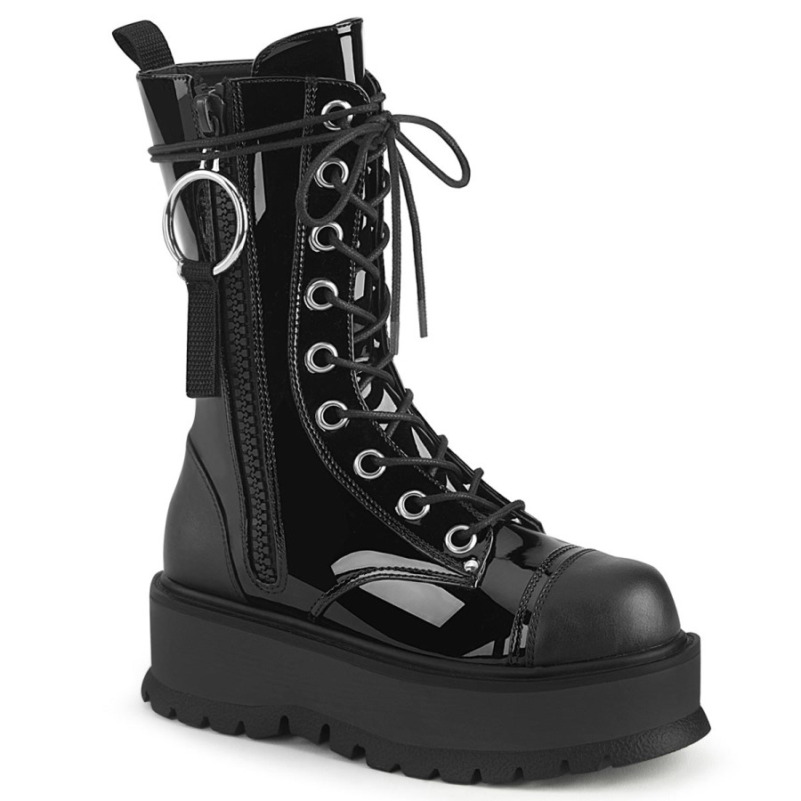 Slacker-220 Black Vegan Leather Demonia Australia
