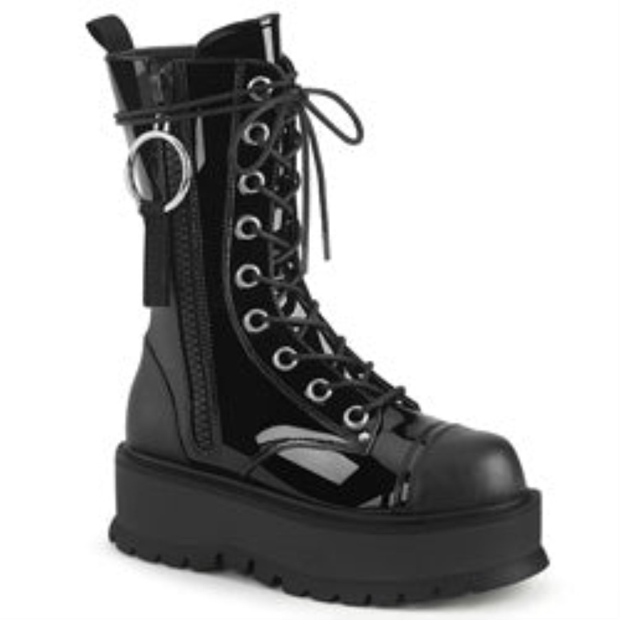 Slacker-220 Black Vegan Leather Demonia Australia