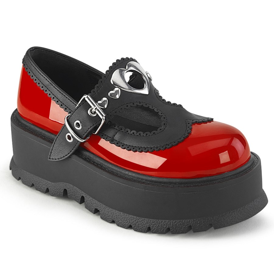 Slacker-23 Demonia Australia Red-Black Vegan Leather