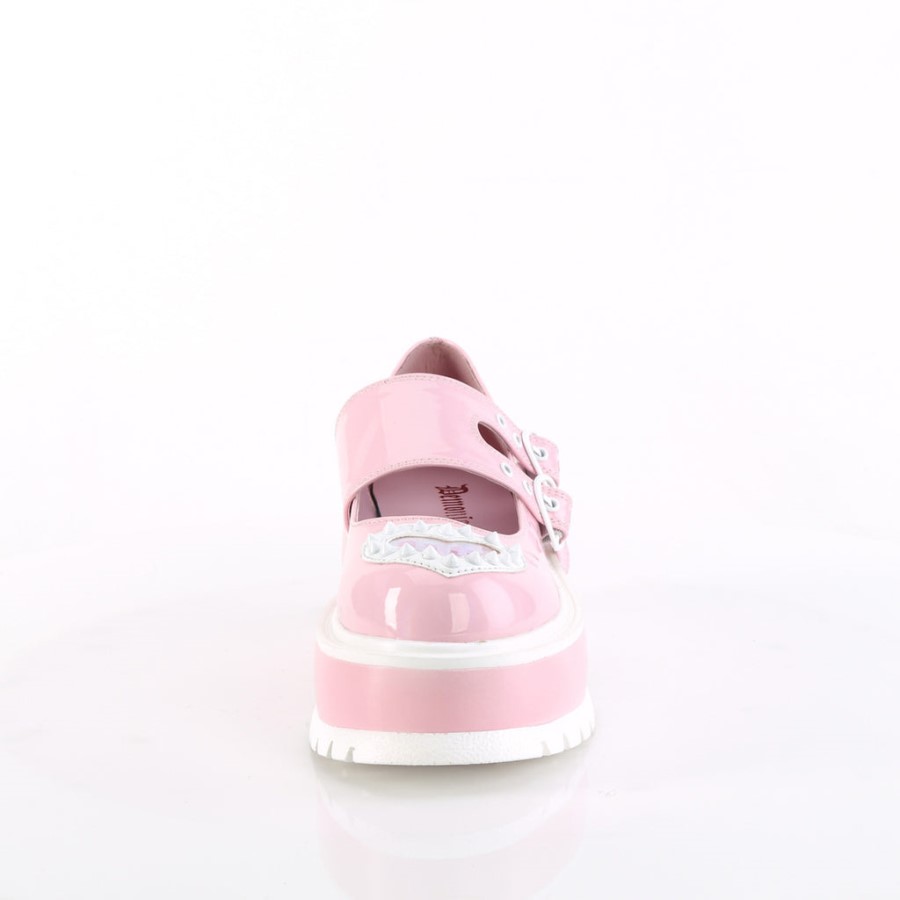 Slacker-25 Baby Pink Holo Patent Demonia Australia