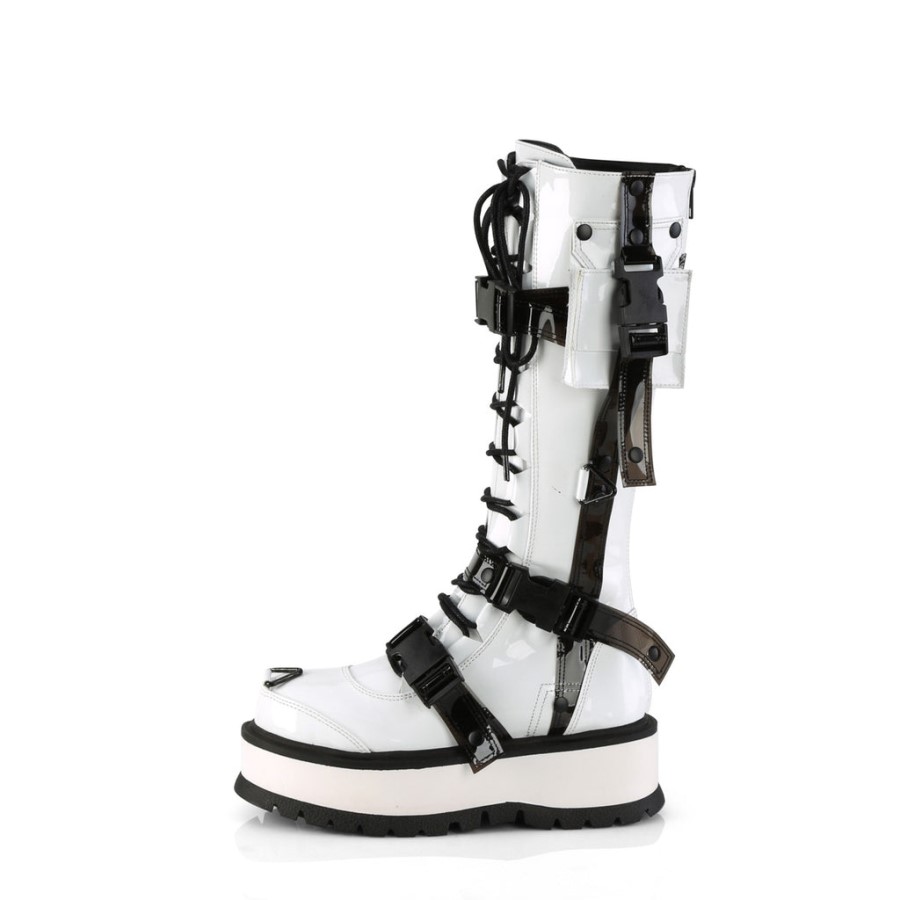 Slacker-260 White Patent Demonia Australia