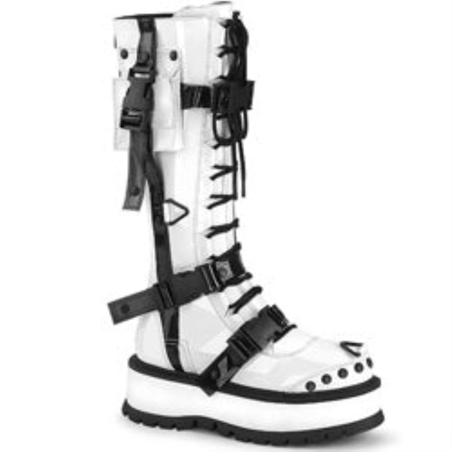 Slacker-260 White Patent Demonia Australia