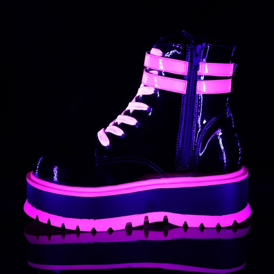 Slacker-52 Demonia Australia Black U V Iridescent Pink