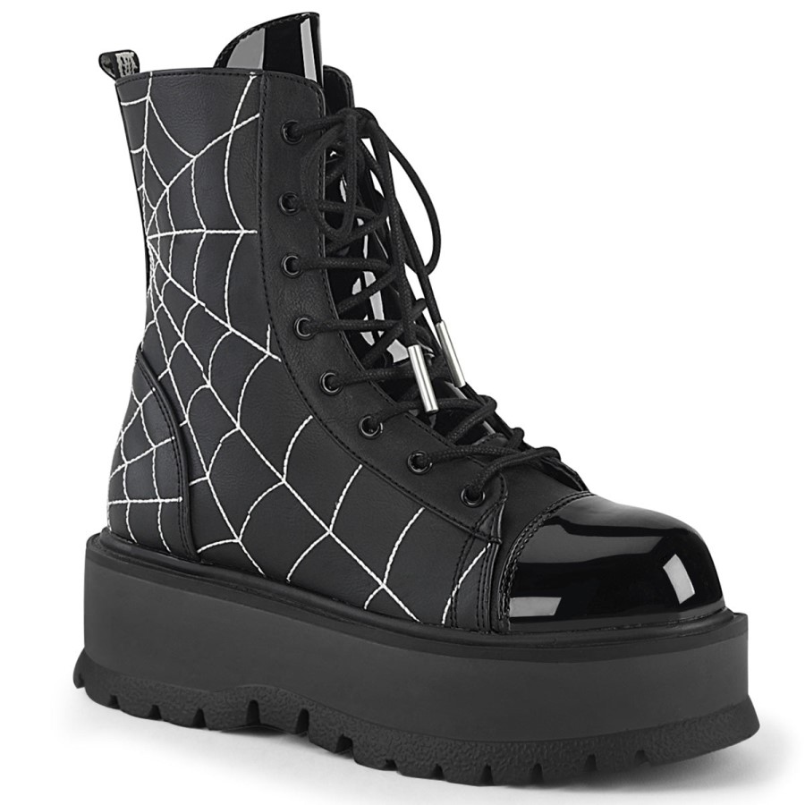 Slacker-88 Black Vegan Leather-Patent Demonia Australia