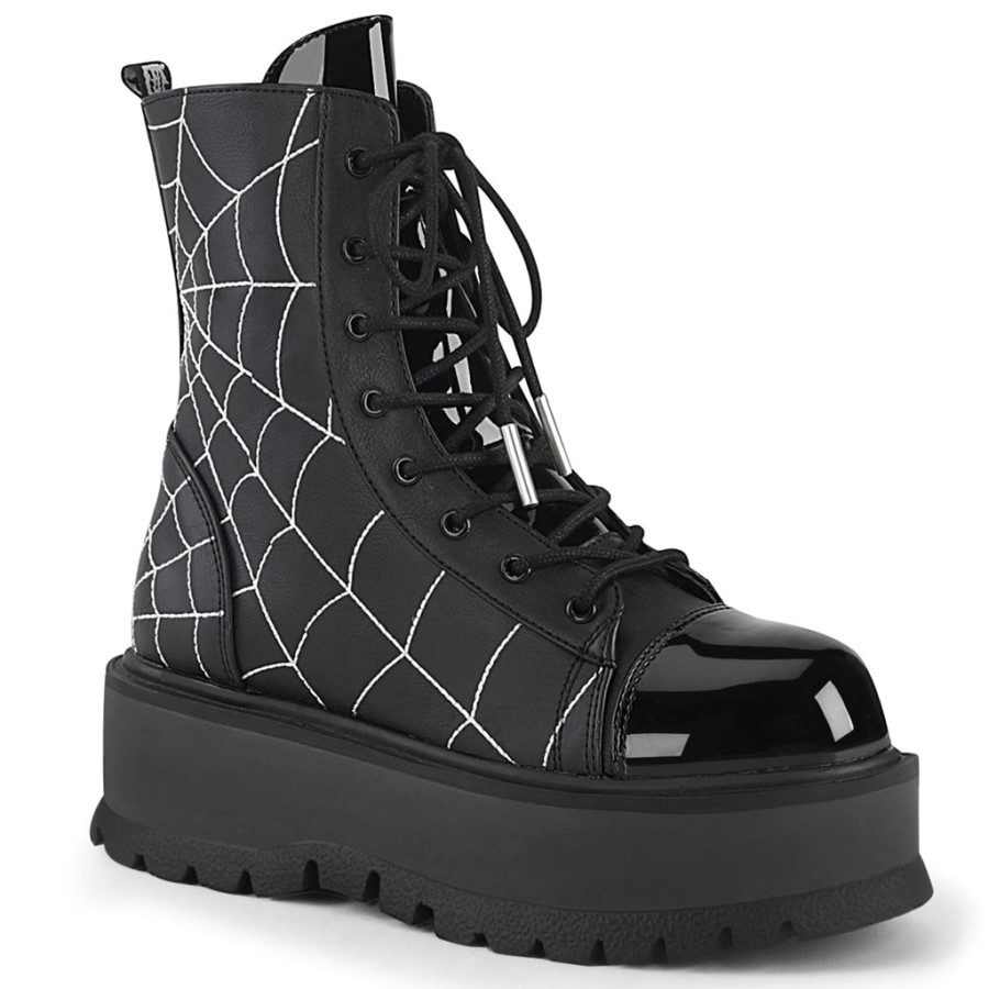 Slacker-88 Black Vegan Leather-Patent Demonia Australia