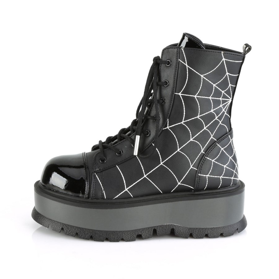 Slacker-88 Black Vegan Leather-Patent Demonia Australia