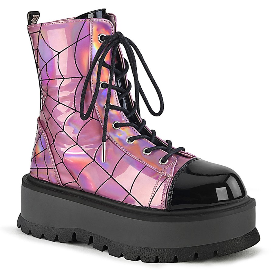 Slacker-88 Demonia Australia Pink Hologram-Black Patent