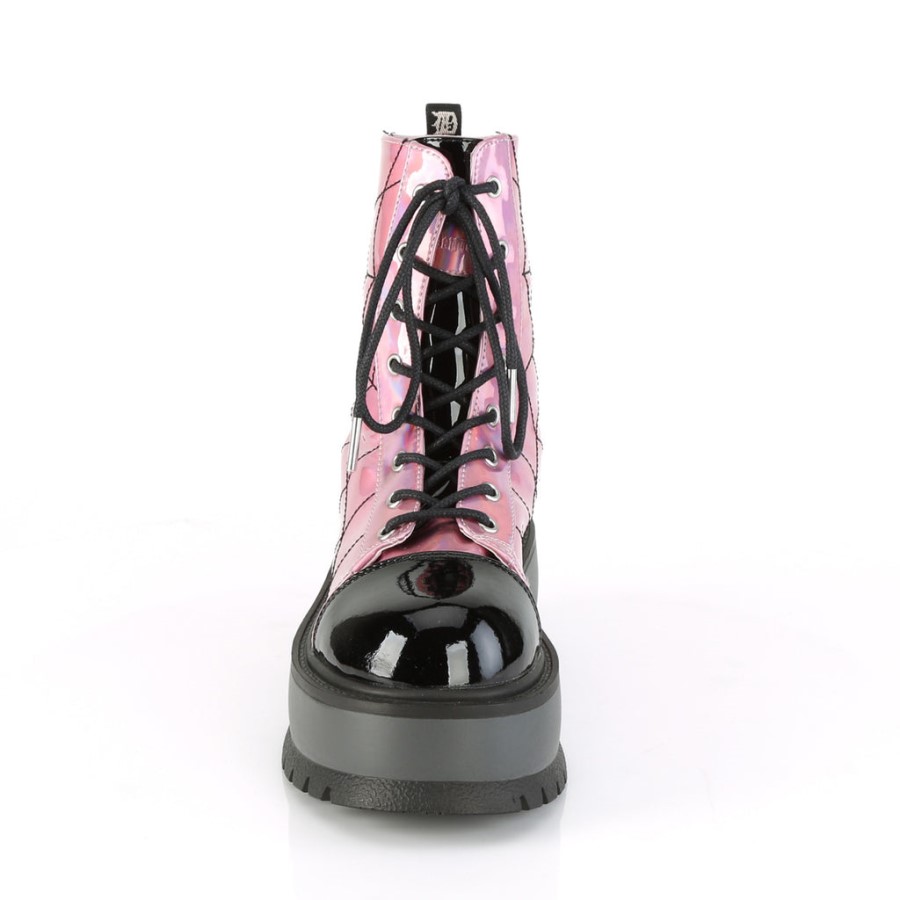 Slacker-88 Demonia Australia Pink Hologram-Black Patent