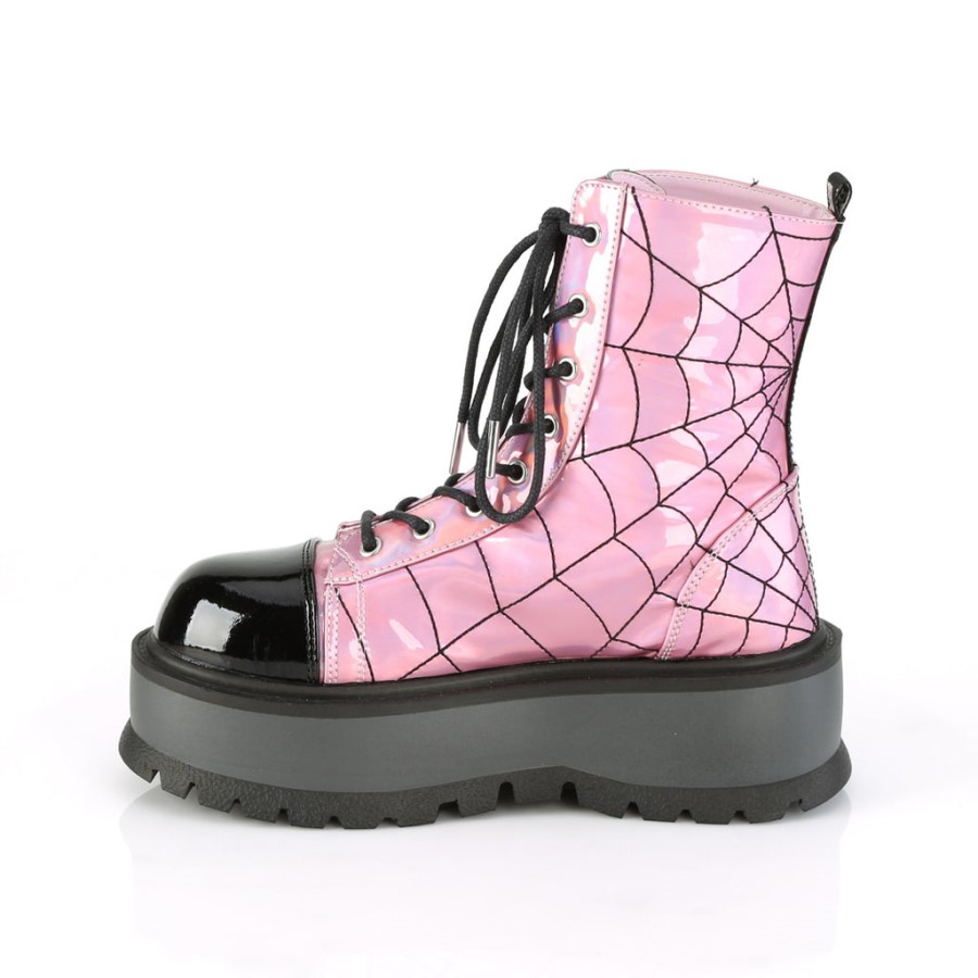 Slacker-88 Demonia Australia Pink Hologram-Black Patent