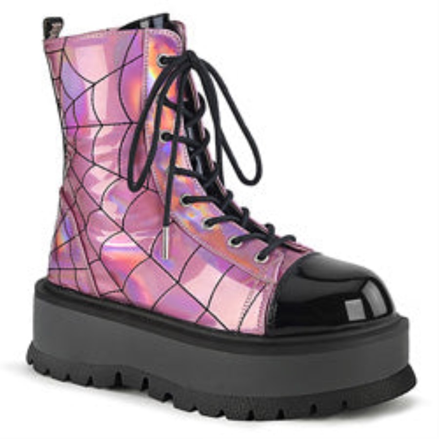 Slacker-88 Demonia Australia Pink Hologram-Black Patent
