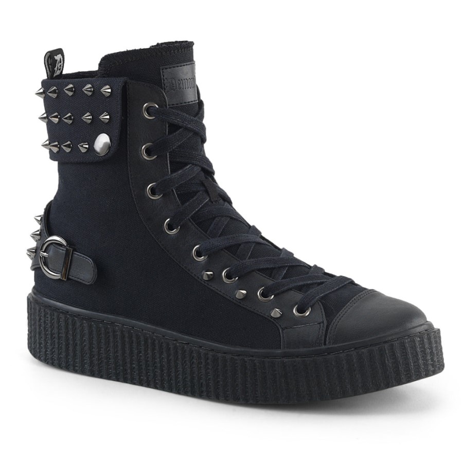 Sneeker-266 Demonia Australia Black Canvas-Vegan Leather