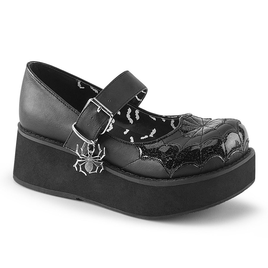 Sprite-05 Demonia Australia Black Vegan Leather-Black Patent