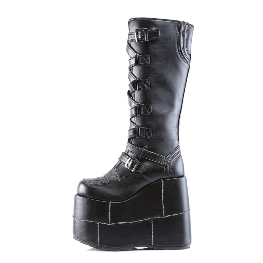 Stack-308 Black Vegan Leather Demonia Australia