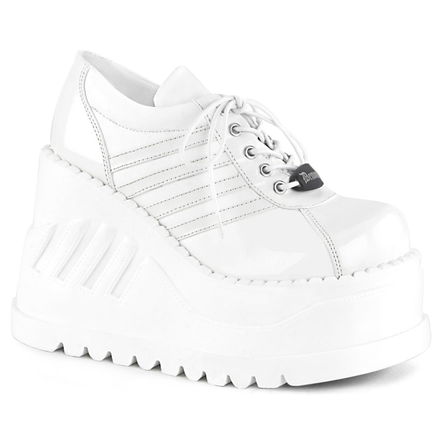 Stomp-08 Demonia Australia White Vegan Leather