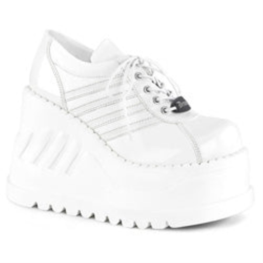 Stomp-08 Demonia Australia White Vegan Leather