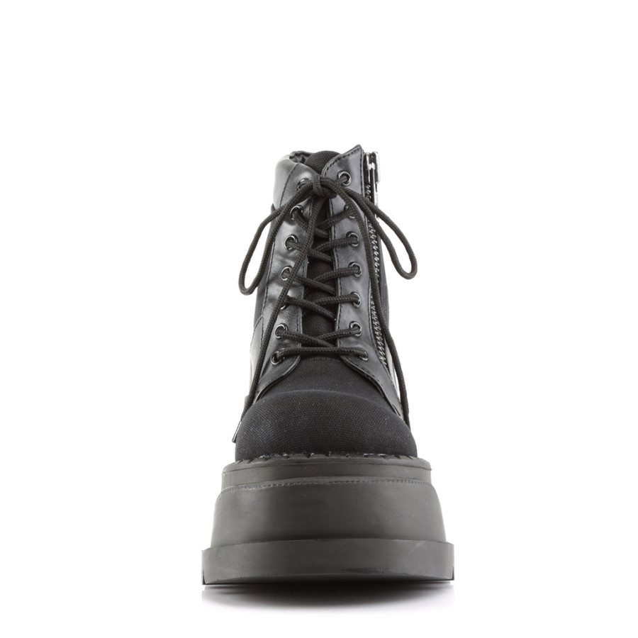 Stomp-10 Demonia Australia Black Canvas-Vegan Leather