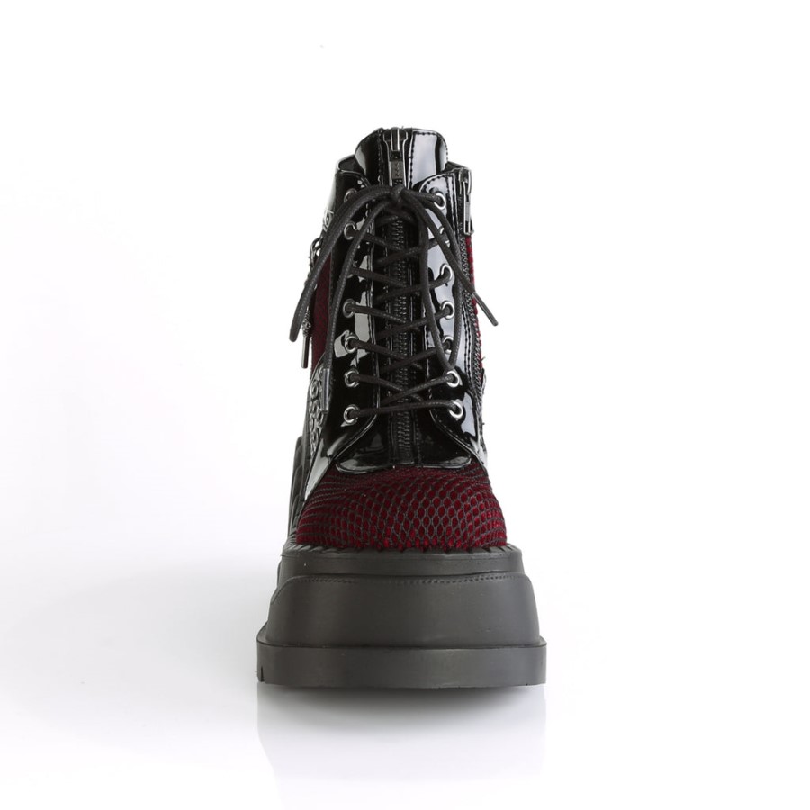 Stomp-18 Black Burgundy Velvet Demonia Australia