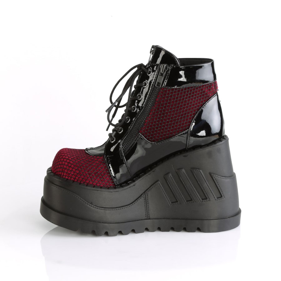 Stomp-18 Black Burgundy Velvet Demonia Australia