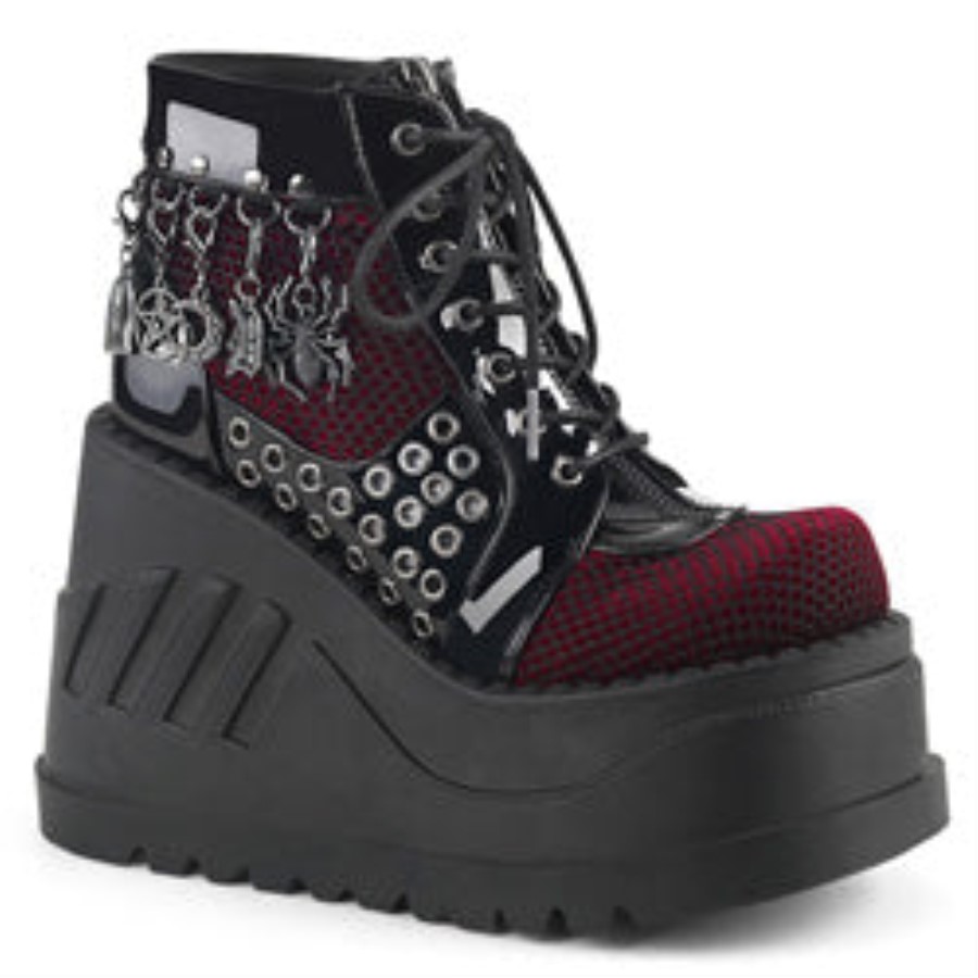 Stomp-18 Black Burgundy Velvet Demonia Australia