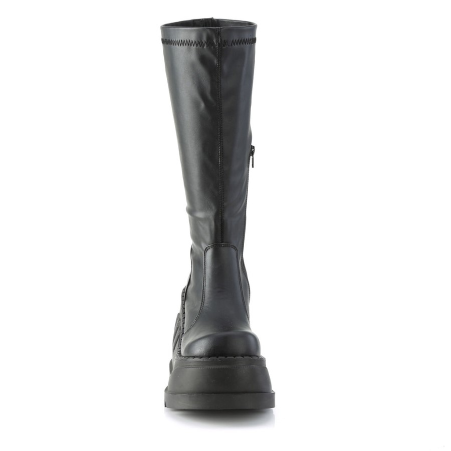 Stomp-200 Black Stretch Vegan Leather Demonia Australia