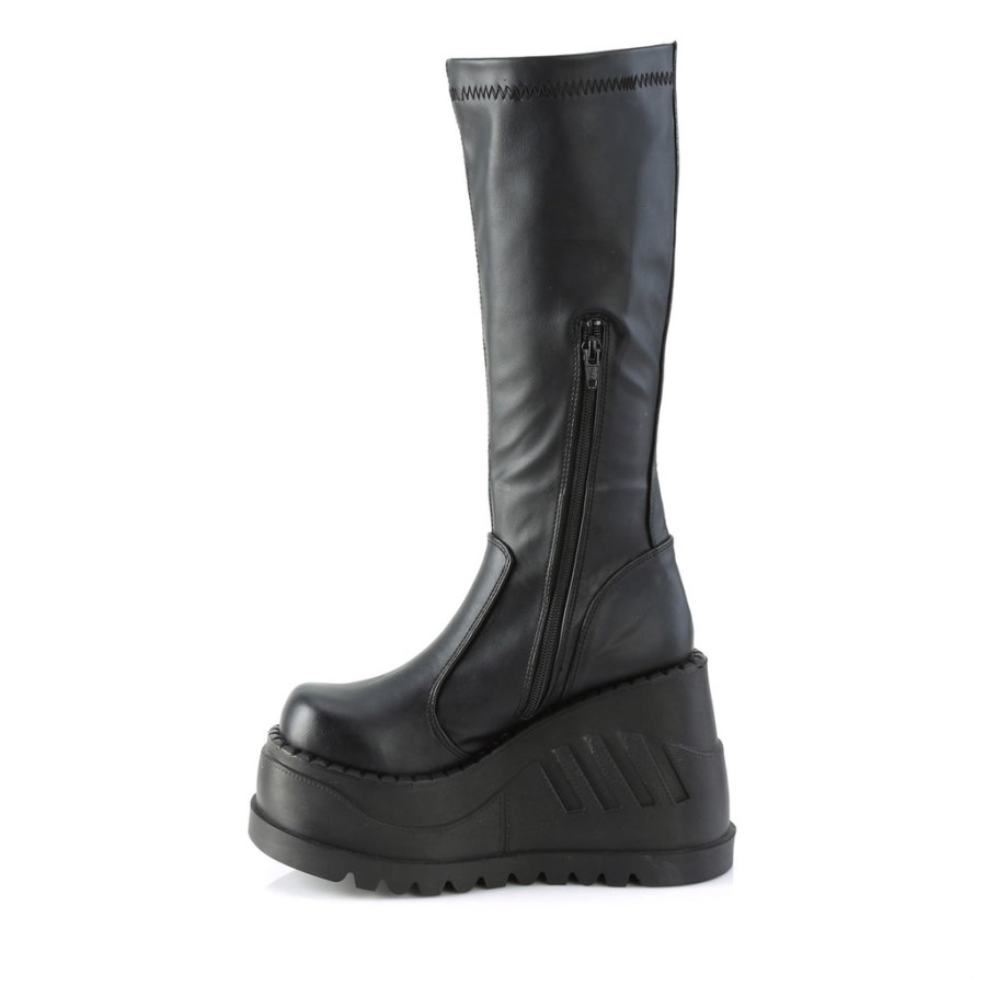 Stomp-200 Black Stretch Vegan Leather Demonia Australia