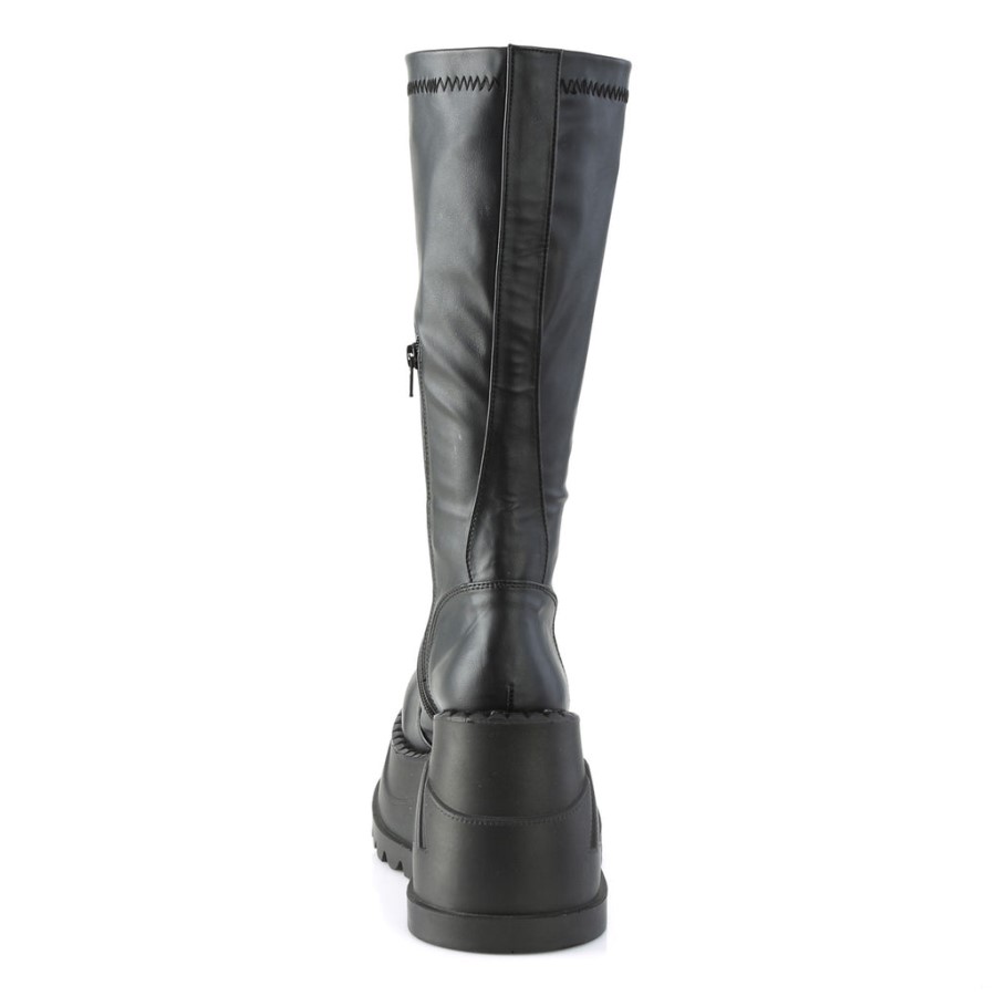 Stomp-200 Black Stretch Vegan Leather Demonia Australia