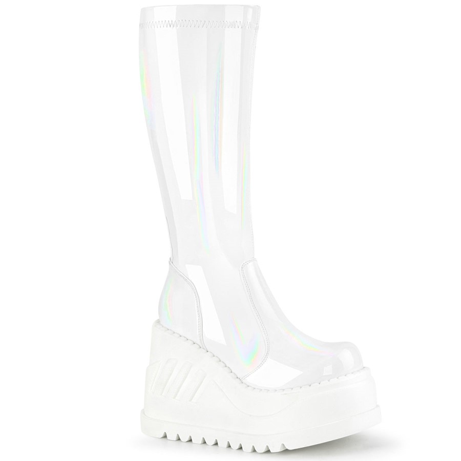 Stomp-200 Demonia Australia White Hologram Stretch Patent