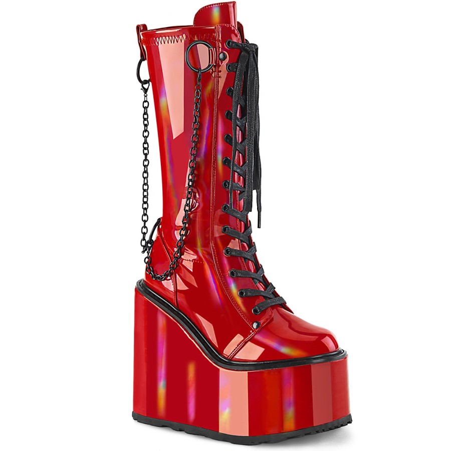 Swing-150 Demonia Australia Red Holographic Stretch Patent
