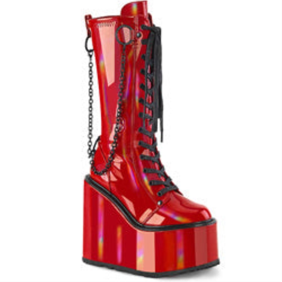 Swing-150 Demonia Australia Red Holographic Stretch Patent