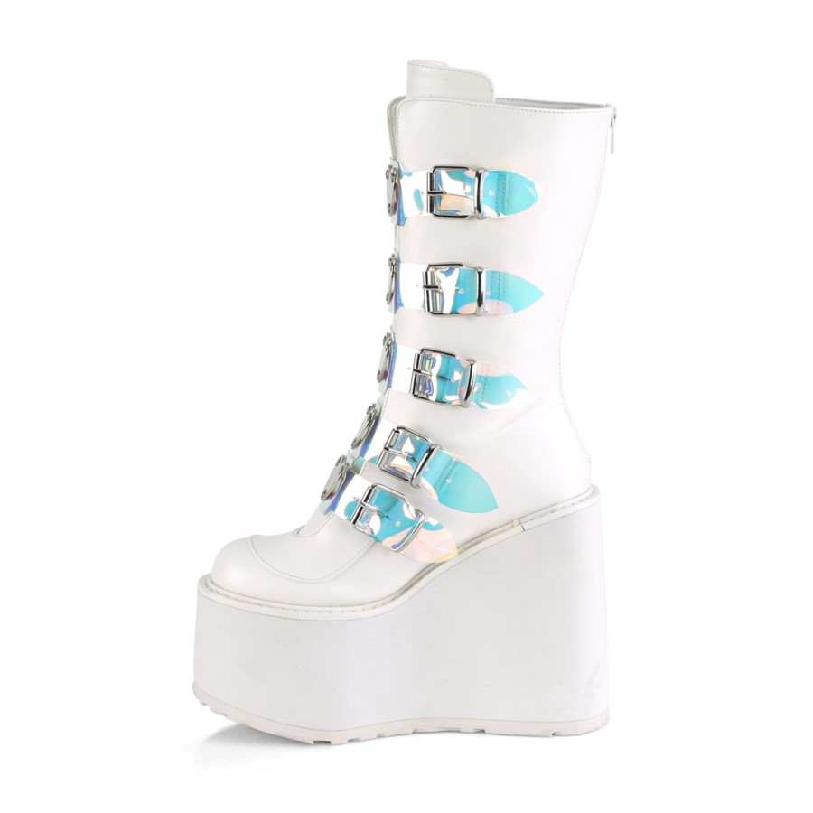 Swing-230 White Vegan Leather Demonia Australia