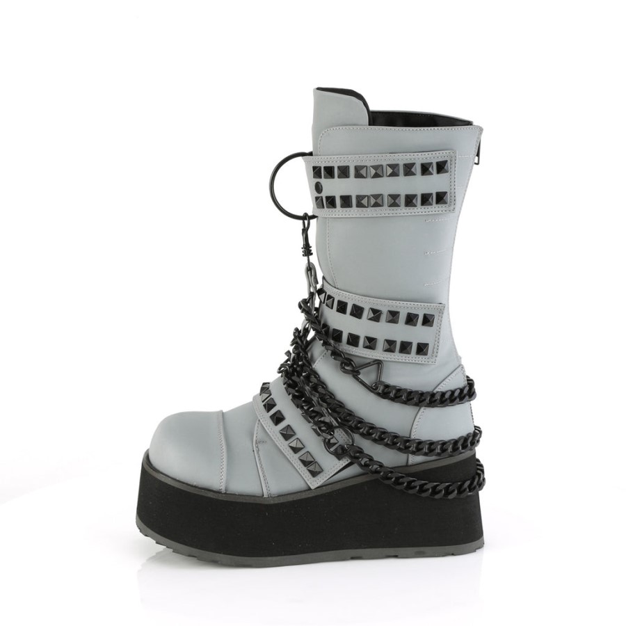 Trashville-138 Gray Multi Reflective Vegan Leather Demonia Australia