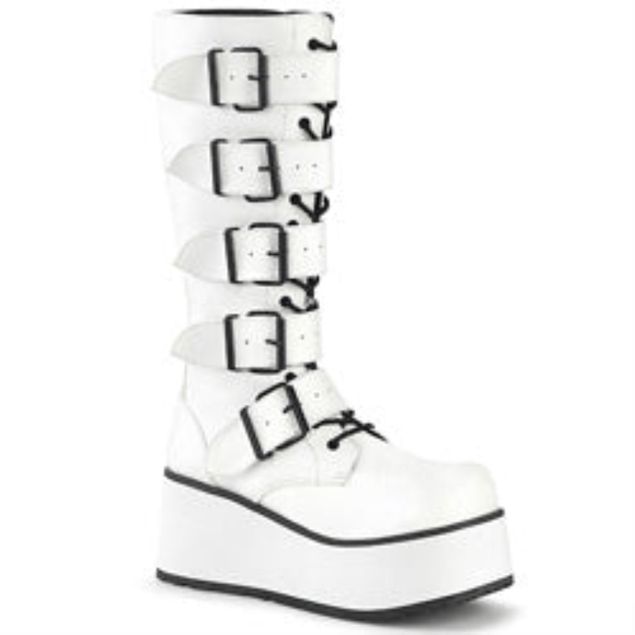 Trashville-518 Demonia Australia White Vegan Leather