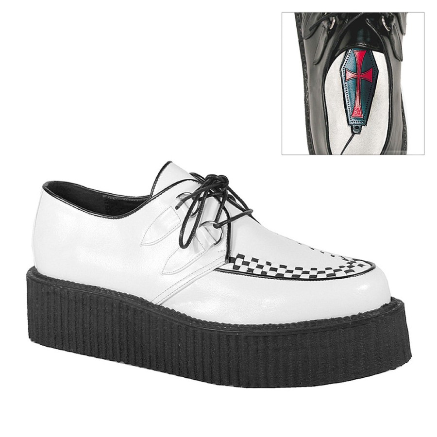 V-Creeper-502 White Vegan Leather Demonia Australia