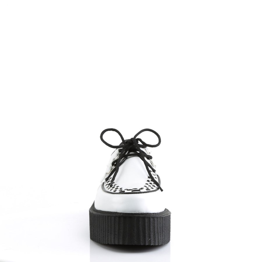 V-Creeper-502 White Vegan Leather Demonia Australia