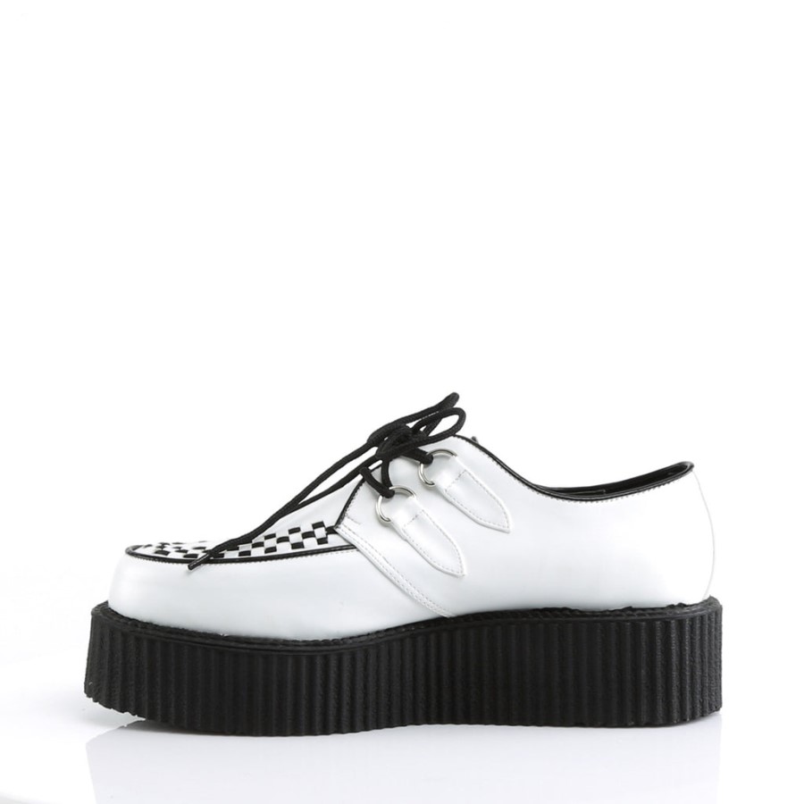 V-Creeper-502 White Vegan Leather Demonia Australia