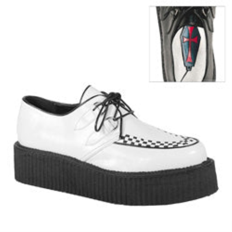 V-Creeper-502 White Vegan Leather Demonia Australia