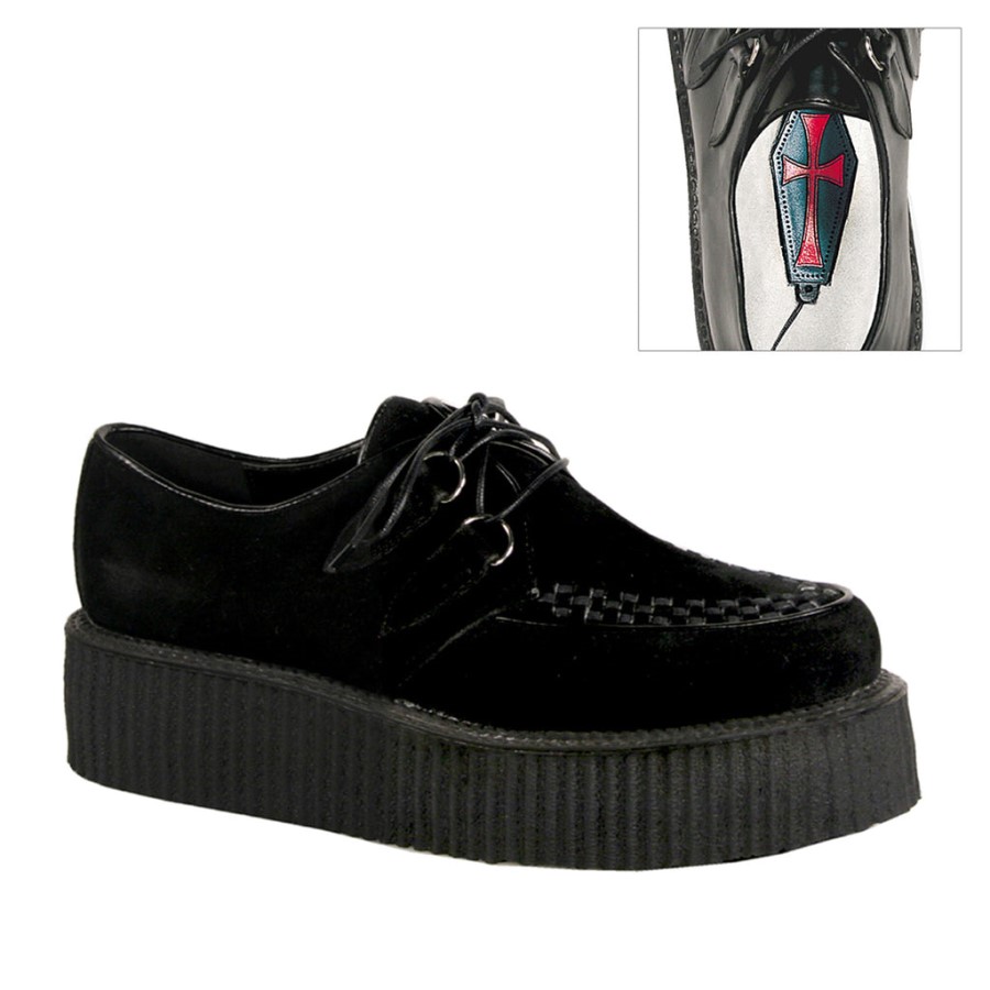 V-Creeper-502S Demonia Australia Black Vegan Suede