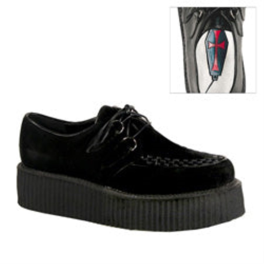 V-Creeper-502S Demonia Australia Black Vegan Suede