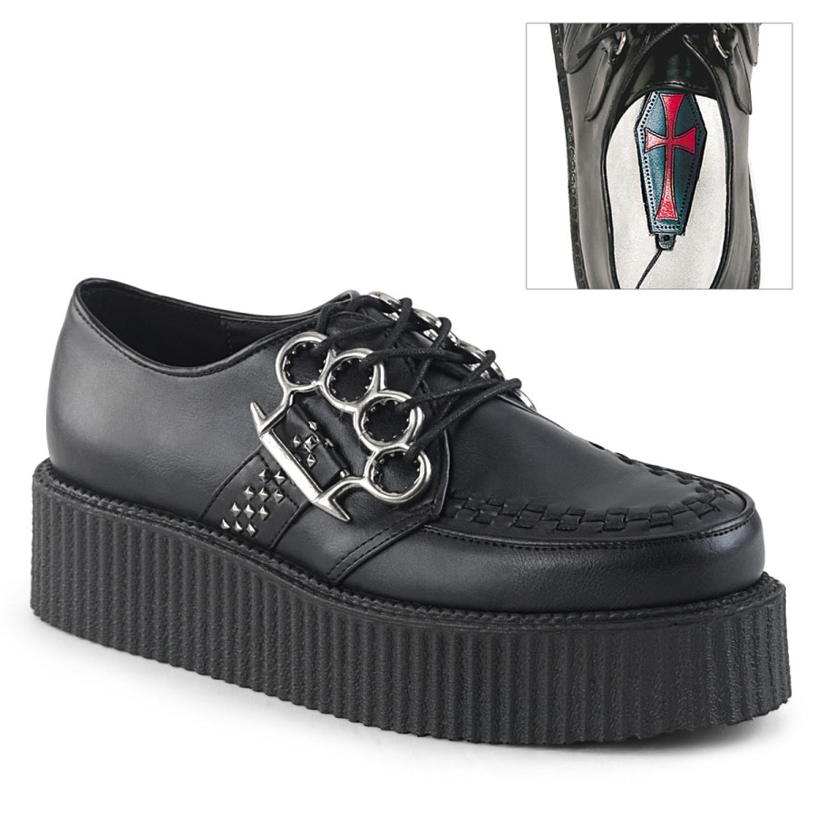 V-Creeper-516 Black Vegan Leather Demonia Australia