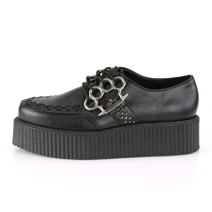 V-Creeper-516 Black Vegan Leather Demonia Australia