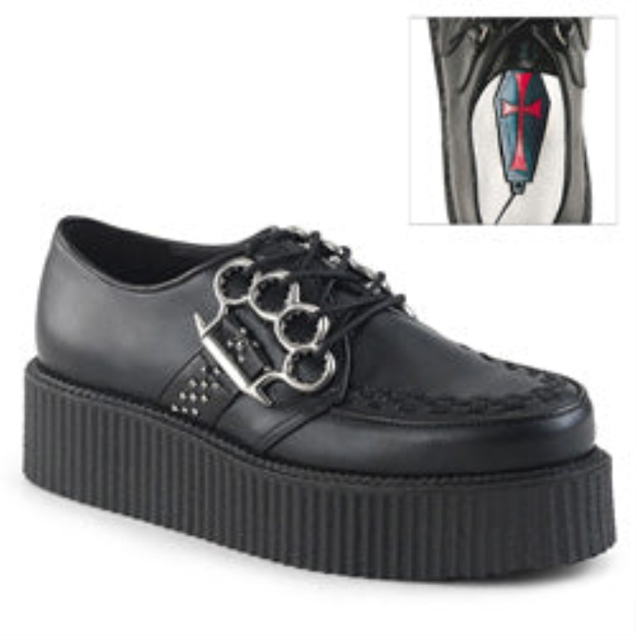 V-Creeper-516 Black Vegan Leather Demonia Australia