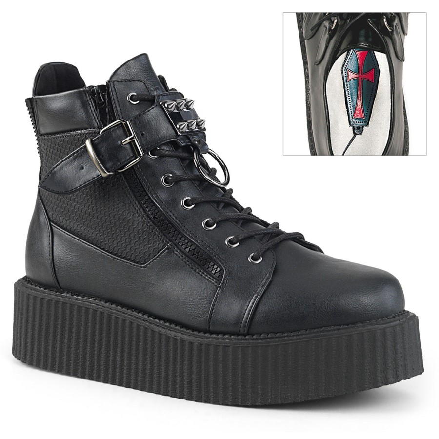 V-Creeper-566 Demonia Australia Black Vegan Leather
