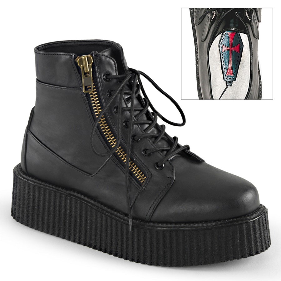V-Creeper-571 Black Vegan Leather Demonia Australia