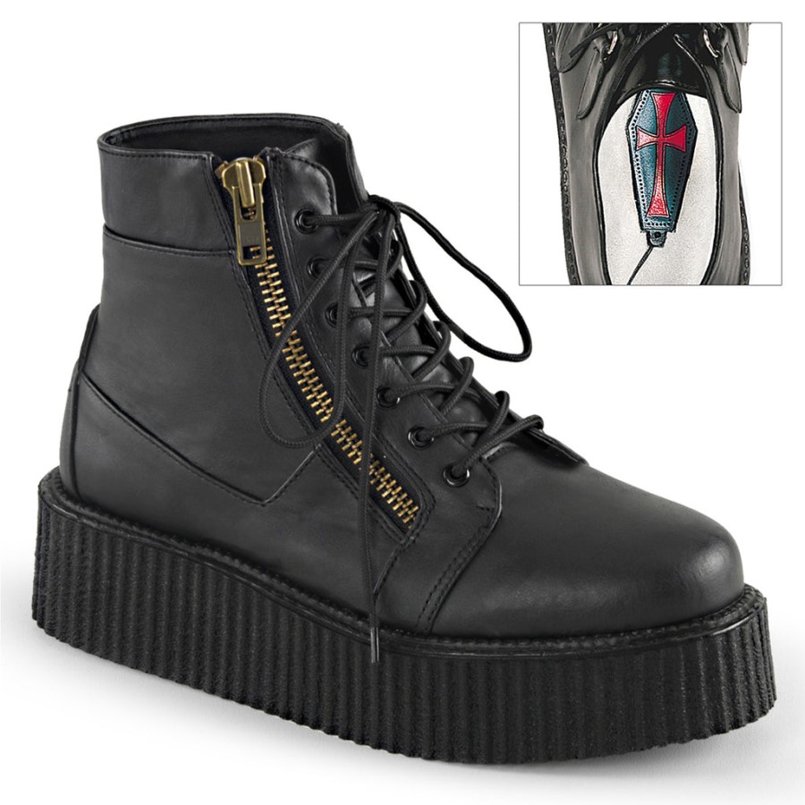 V-Creeper-571 Black Vegan Leather Demonia Australia