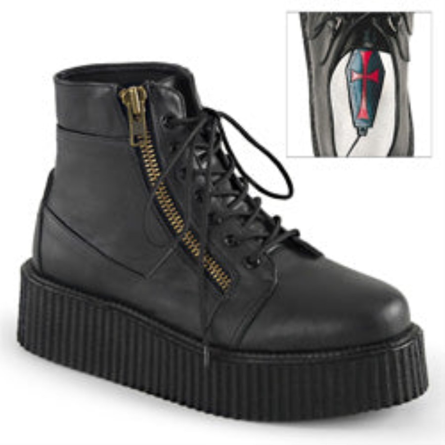 V-Creeper-571 Black Vegan Leather Demonia Australia