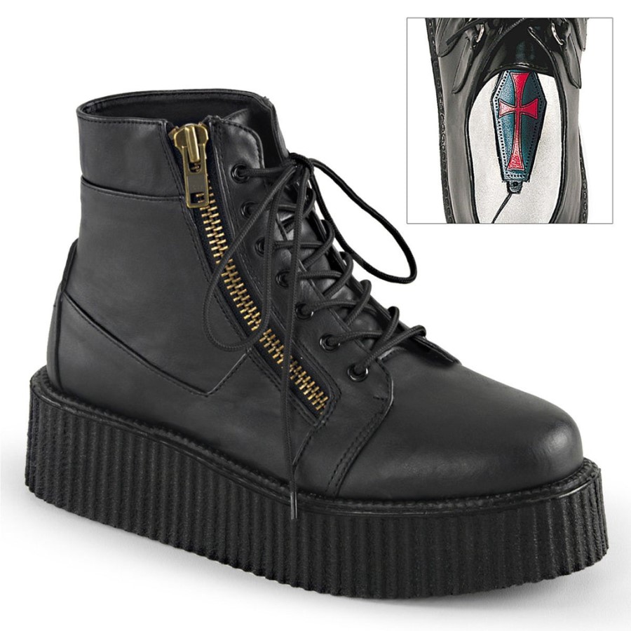 V-Creeper-571 Black Vegan Leather Demonia Australia