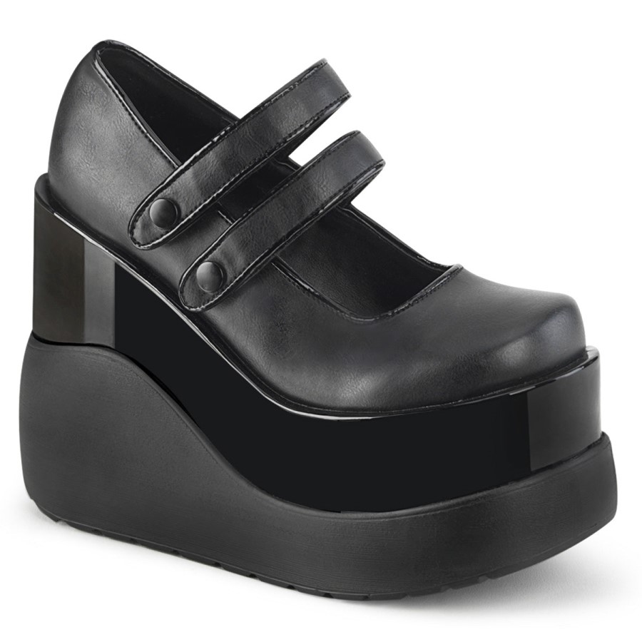 Void-37 Black Vegan Leather-Patent Demonia Australia