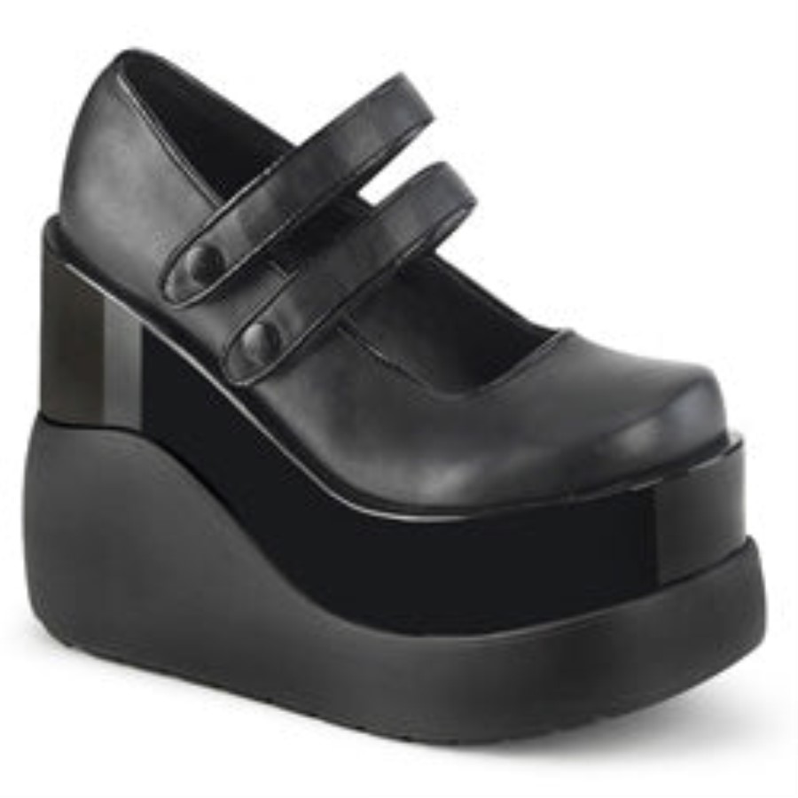 Void-37 Black Vegan Leather-Patent Demonia Australia
