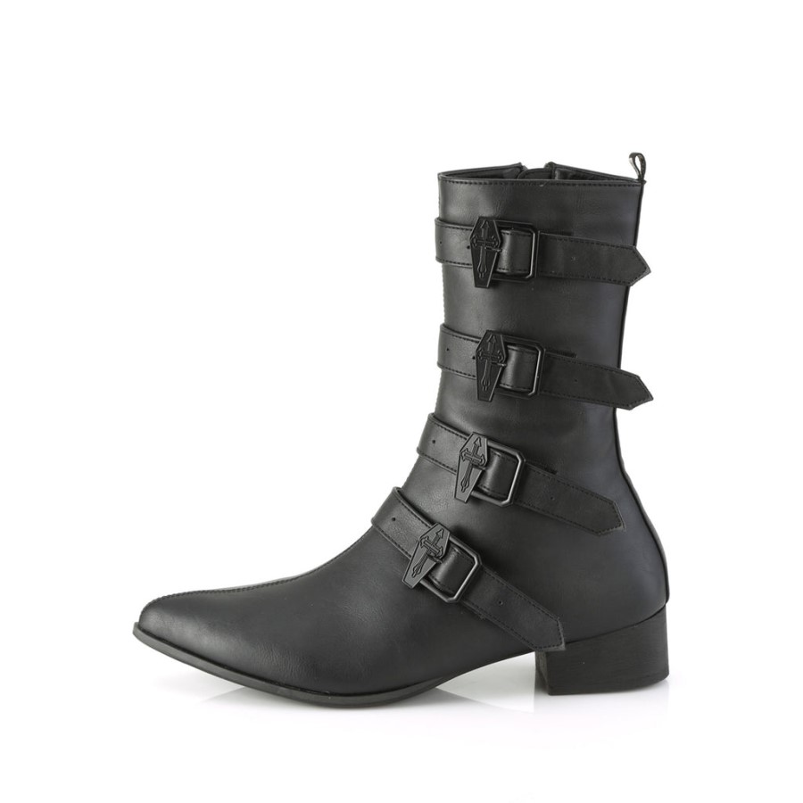 Warlock-110-C Black Vegan Leather Demonia Australia