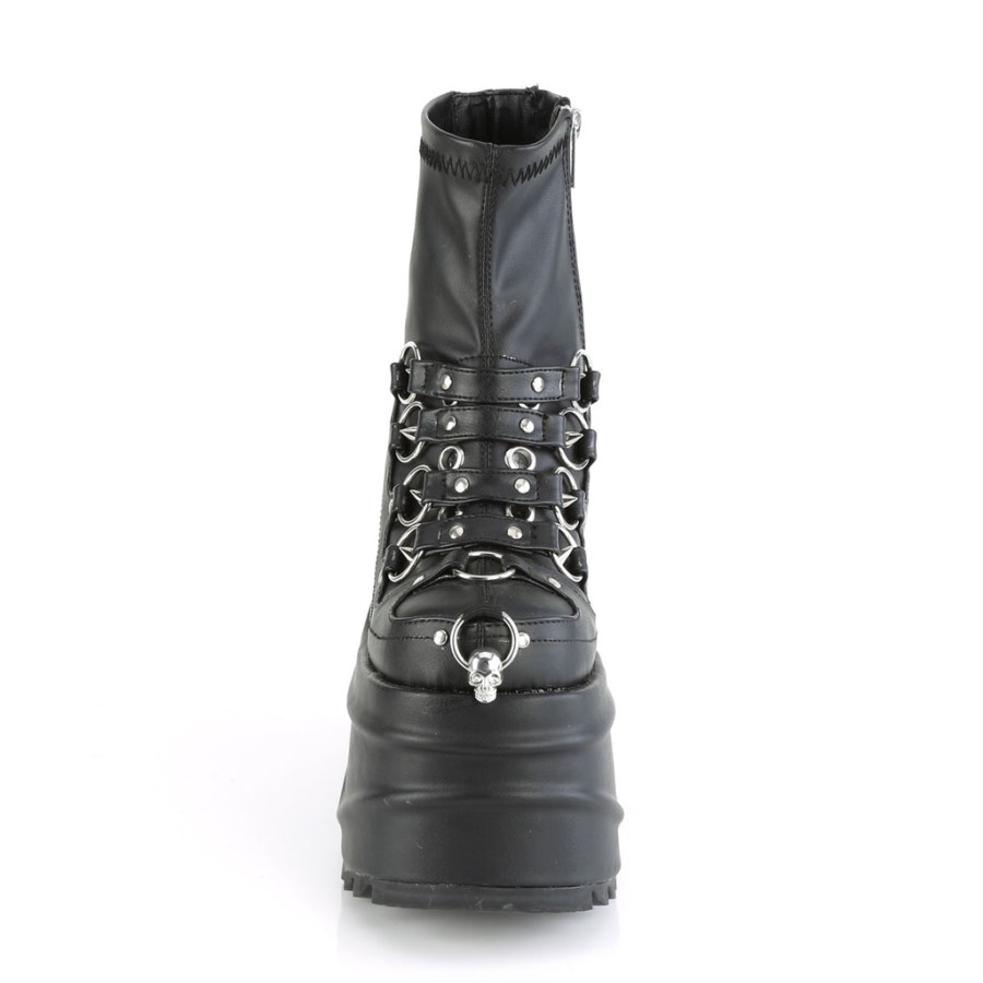 Wave-110 Black Stretch Vegan Leather Demonia Australia